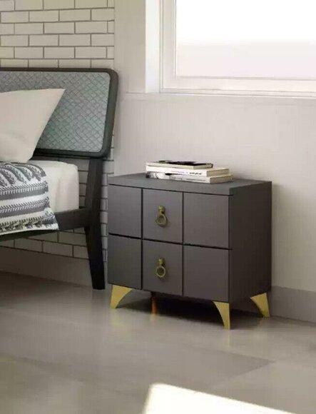 Bedroom bedside table end table design modern new gray wood