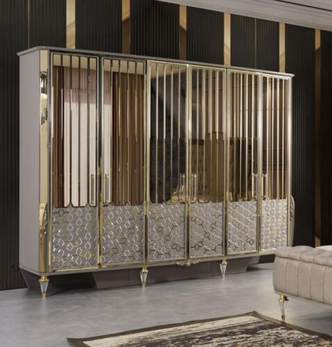 Wardrobe Bedroom Closet Cupboard Mirror Gold Beige Modern