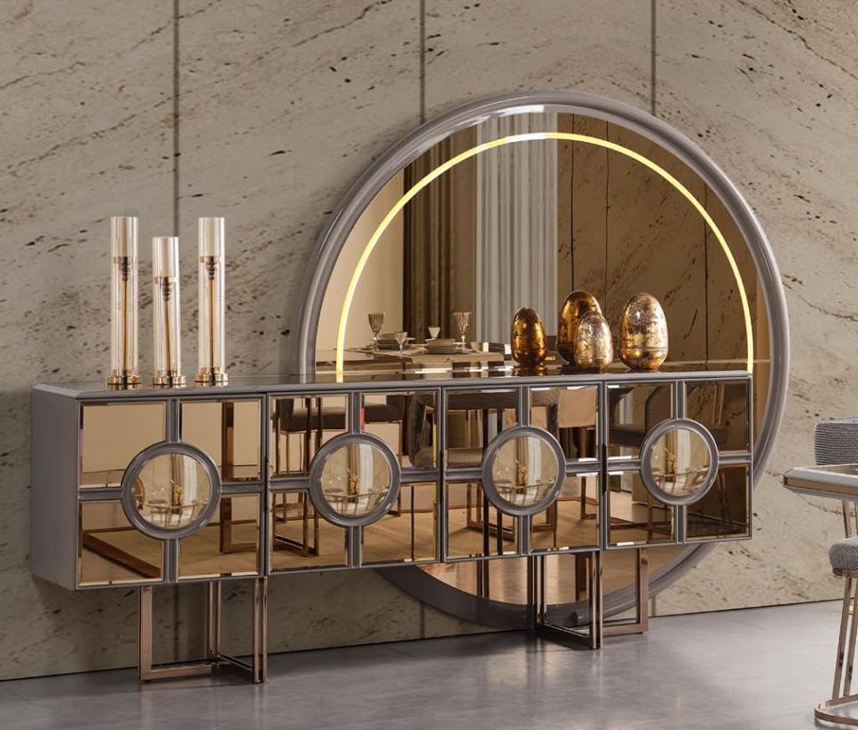 Sideboard dresser wood cabinet luxury living room dresser gold mirror