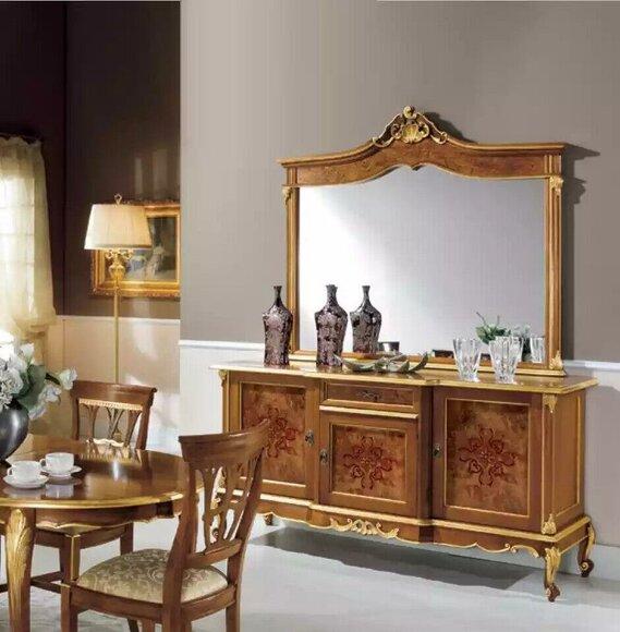 Sideboard set Italian furniture 2 pieces. Solid wood sideboard with mirror