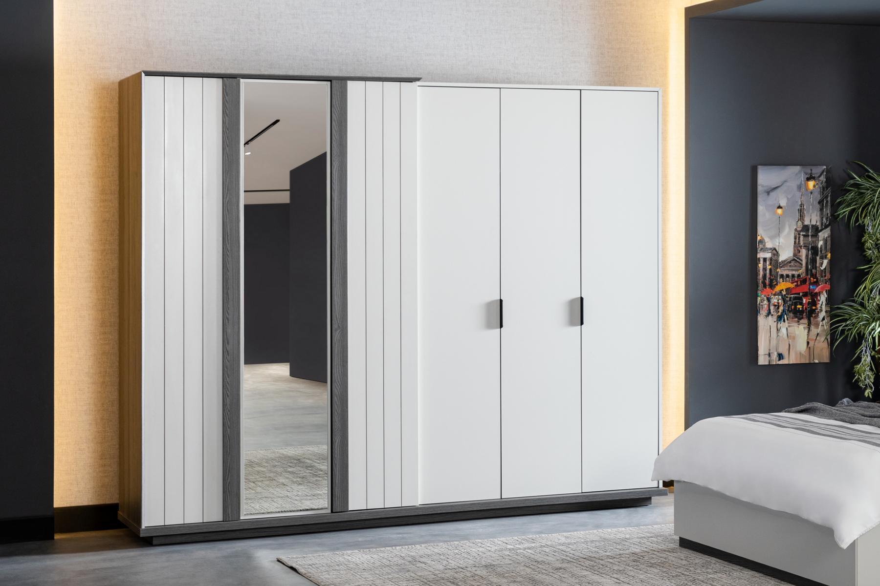 Bedroom Furniture Wood Wardrobe Modern Wardrobe Grey 260cm Loft