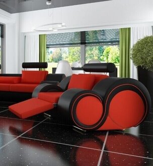 Designer Armchair Modern Luxury Seat Red Black with Relax Armchair On Stock