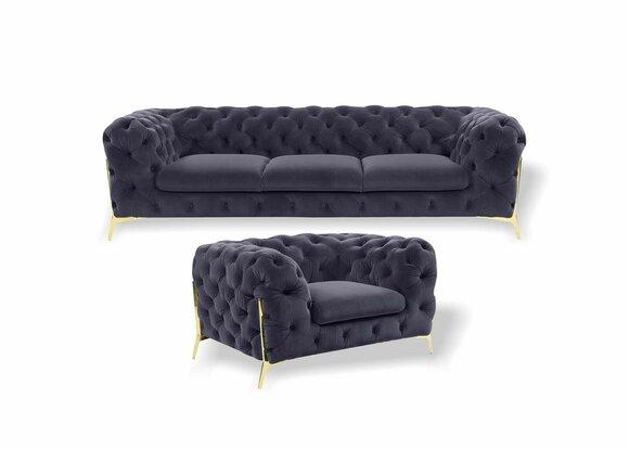 Italy furniture sofa set 3+1 seater design sofa upholstered couches Chesterfield