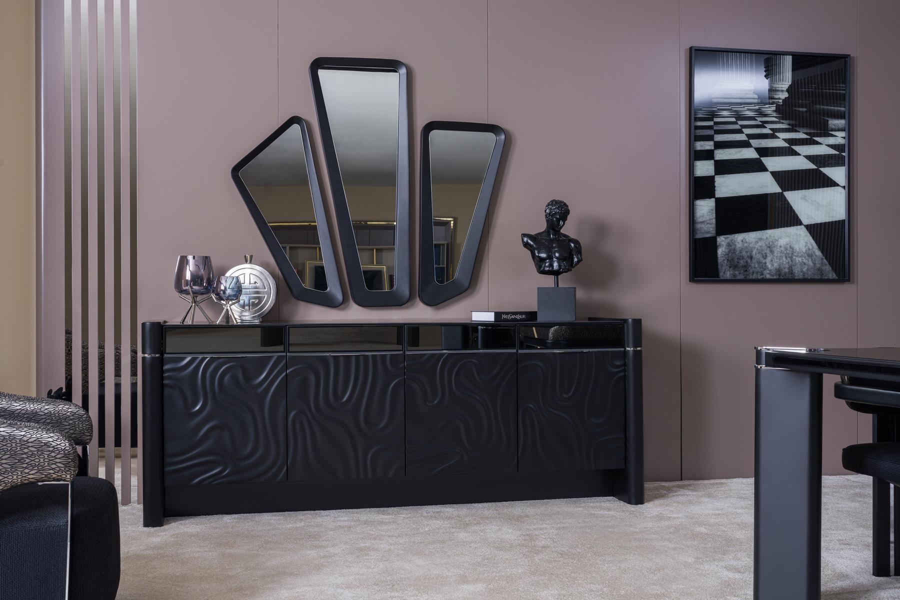 Sideboard 3x Mirror Sideboard Luxury Set Commode Wood Chests of Drawers Modern