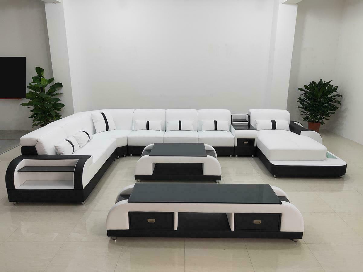 Living landscapes corner sofa couch set leather upholstery seating area sofa USB sound