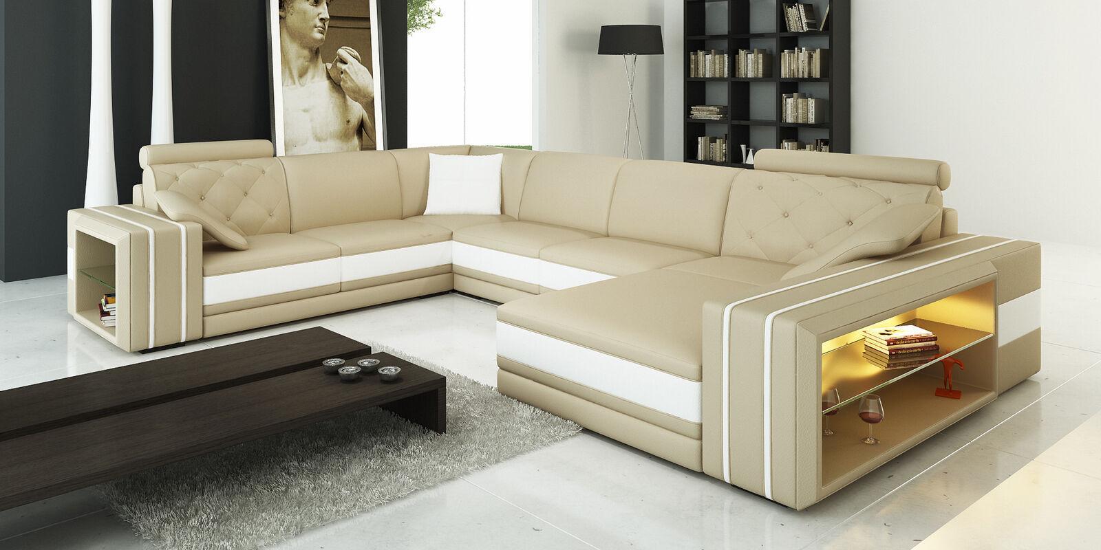 Modern corner sofa couch upholstered corner living area XXL design leather sofa Wittlich