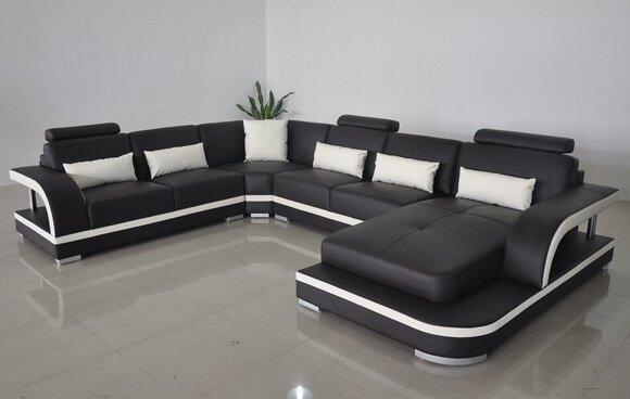 Living Room Corner Sofa U Shape Wood New Modern Design Upholstery Couch