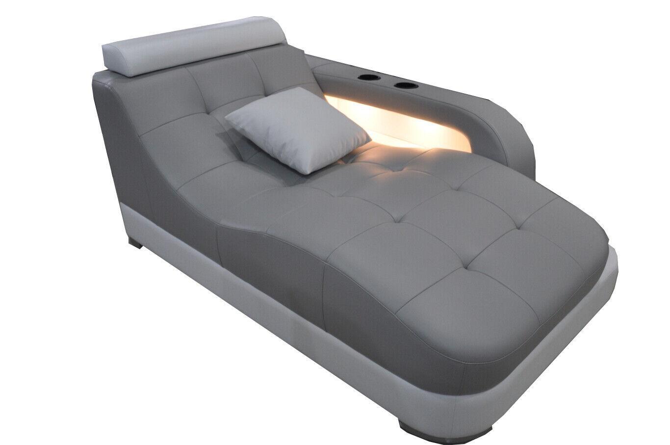 Designer Leather Chaise Lounges + USB Ottoman Sofa Genuine Leather Relax Chaise LC001