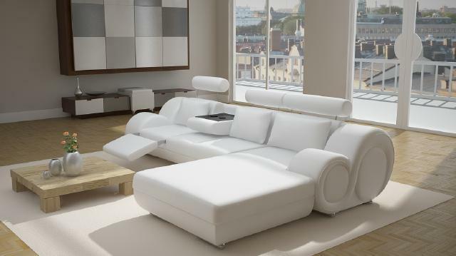 Designer upholstered sofa + USB leather sofa living area corner sofa set Berlin II