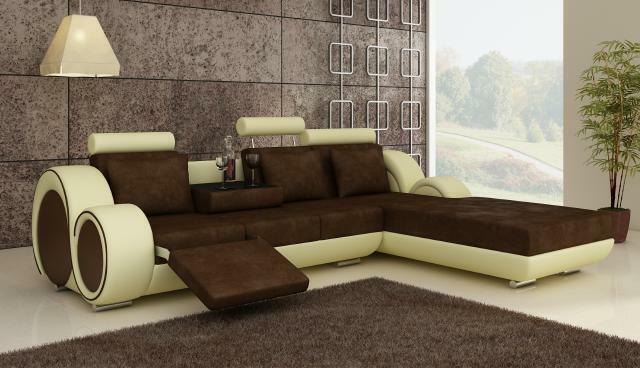 TEXTILE SOFA with USB, CORNER COUCH CORNER SOFA FABRIC SOFA LIVING LANDSCAPE COUCH SET NEW