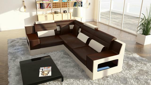 Living area sofa + USB, upholstered corner sofa set textile fabric leather sofas