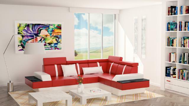 Designer living area corner couch new couch sofa upholstered leather sofa + USB set