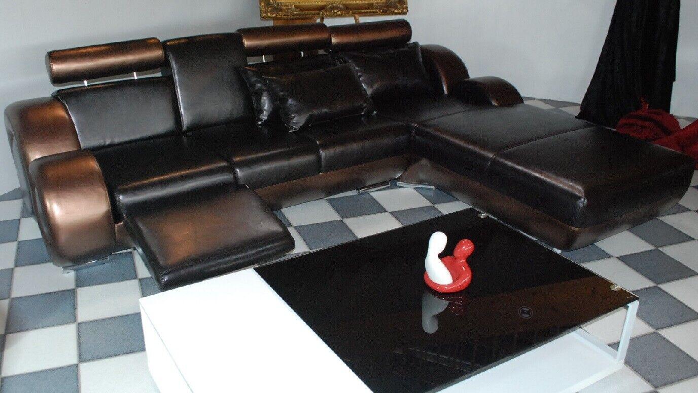 Elegant designer corner couch Berlin II leather sofa + USB, sofa couch made to measure
