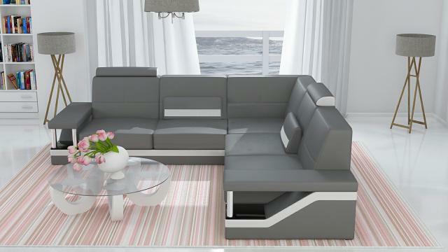 Leather sofa corner sofa + USB poster corner set sofas fabric leather set new