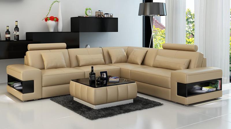 Leather sofa with USB living area corner sofa corner set design modern sofa L6014B