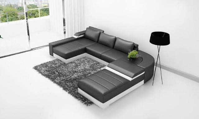 Corner sofa corner sofa with USB upholstery leather suite living area lounger Bellenberg