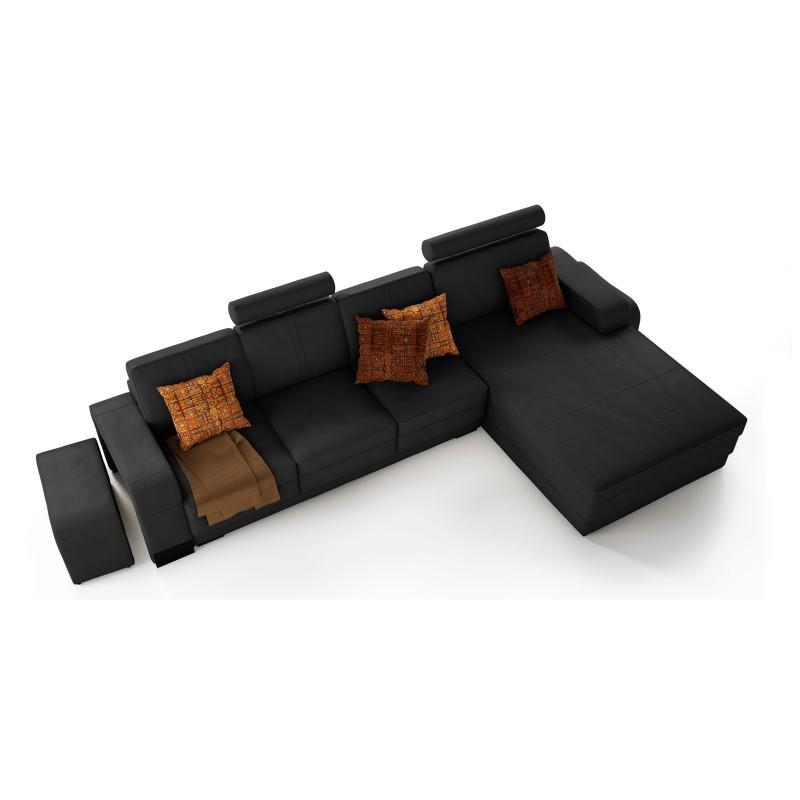Corner sofa + USB, upholstered sofa living area seat corner set leather textile Franco