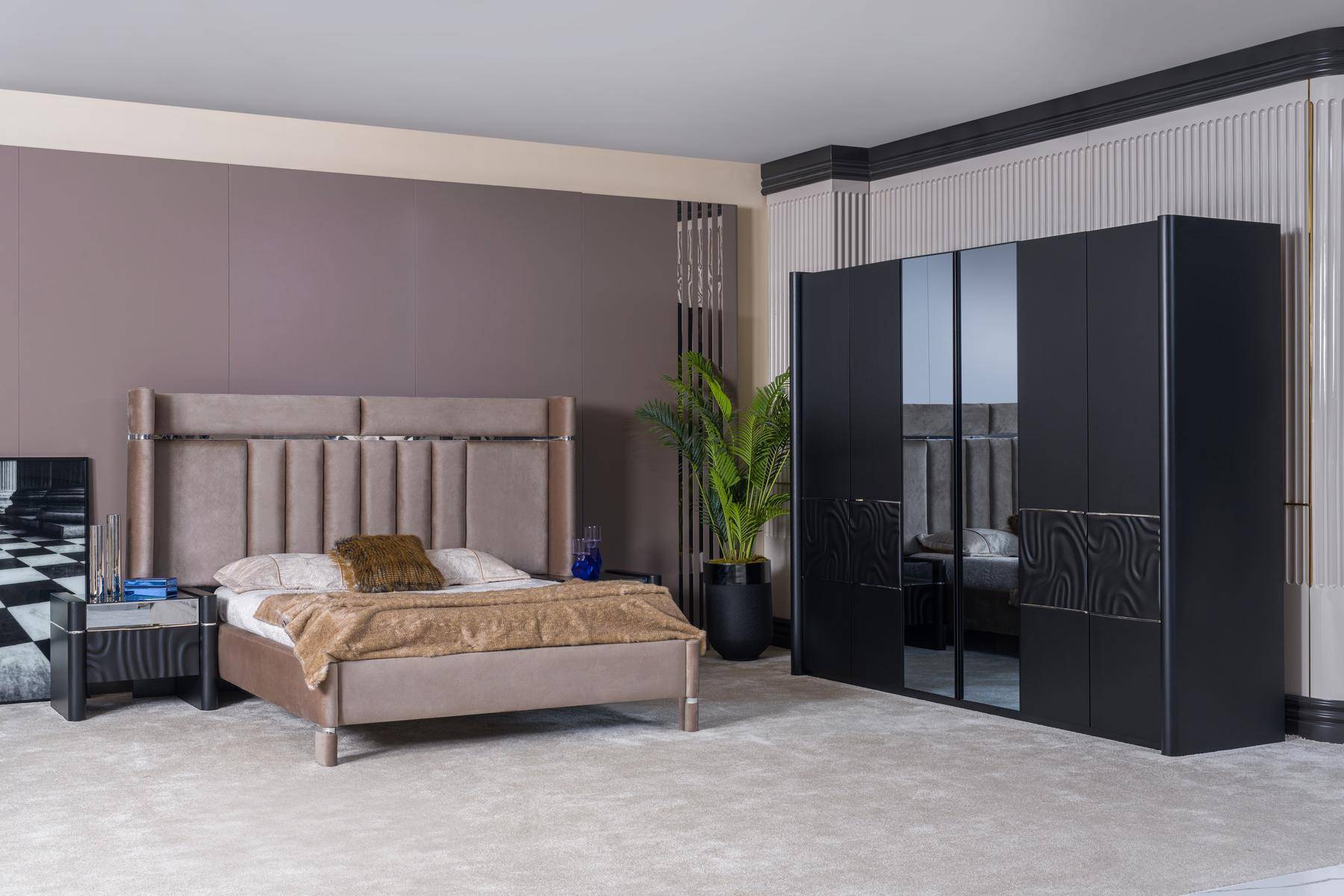 Bedroom set complete bed + 2x bedside tables + wardrobe 4 pcs.