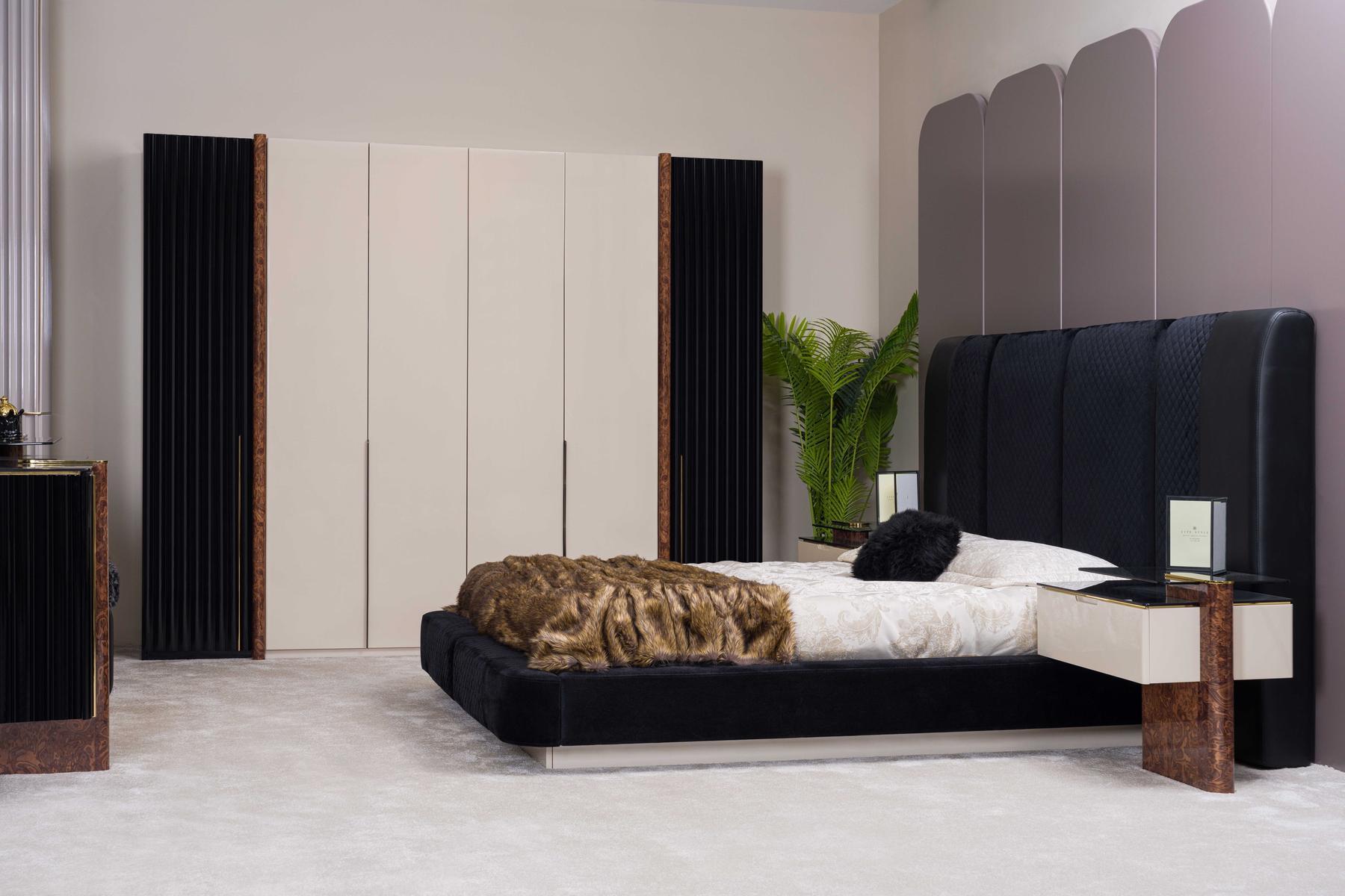 Luxury bedroom set bed 2x bedside tables + wardrobe wood complete new