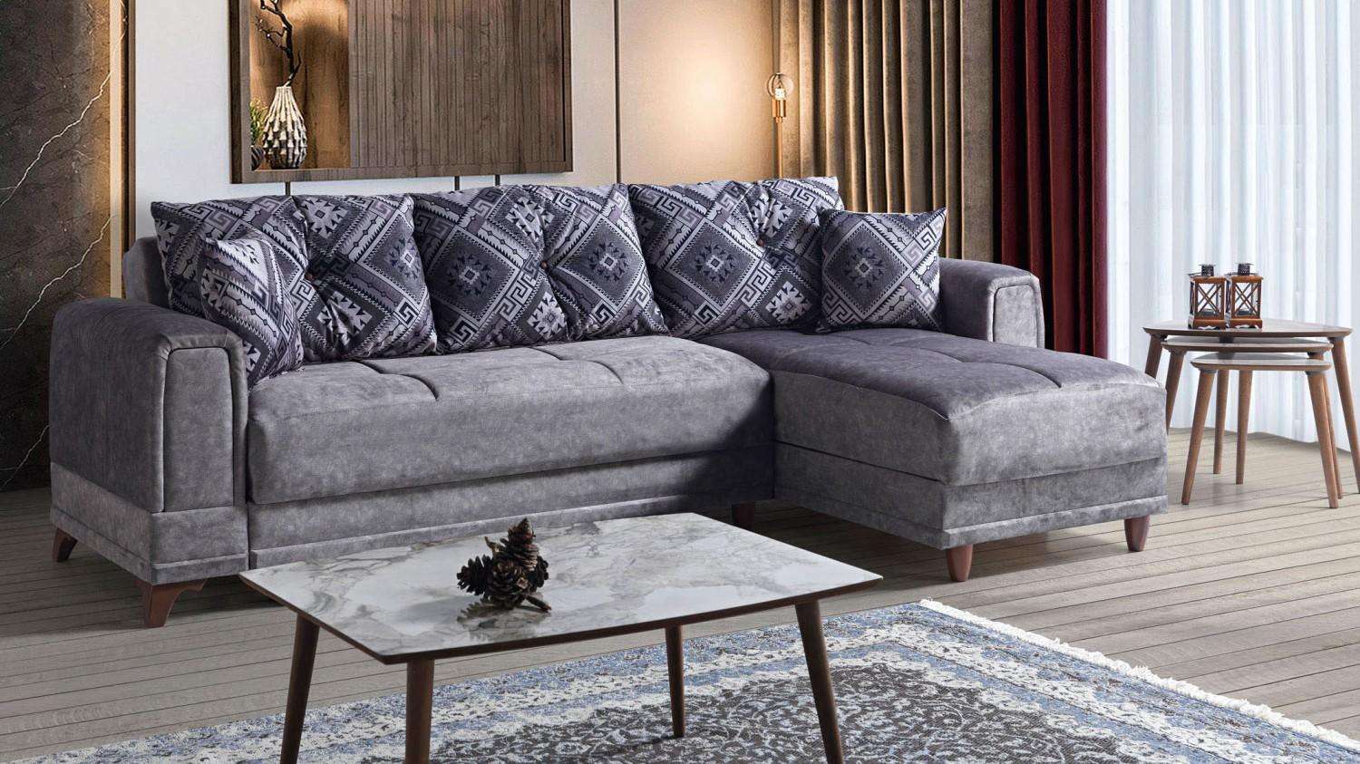 Corner sofa living room grey L-shaped corner sofa living room corner sofa modern