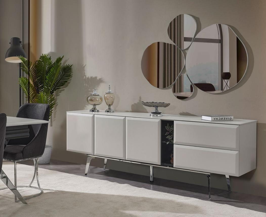 Sideboard with mirror dresser white console table modern wood set