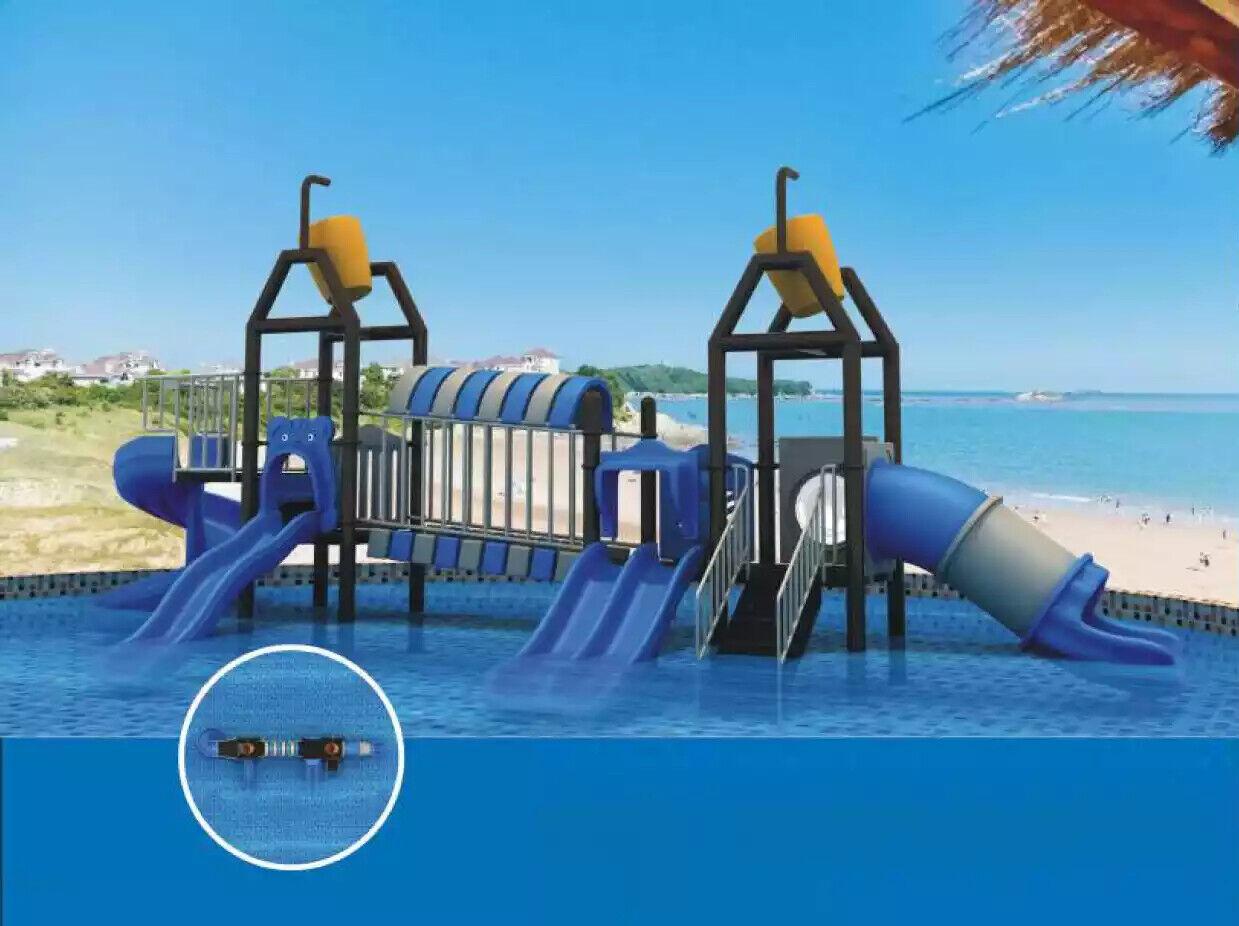 Playground for children Plastic play tower Slides into the water