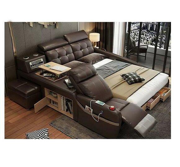 Multifunction Design Bed Big Faux Leather Hotel Upholstery 180x200 Beds New