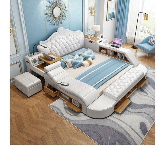 Multifunctional bed Chesterfield double luxury design bed 180x200 USB