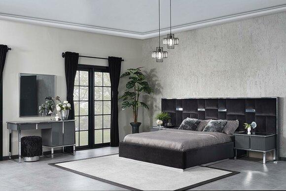 Bedroom complete design furnishings bed 2x bedside tables luxury dressing table