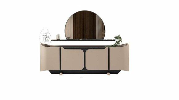 Sideboard sideboard chest of drawers with mirror cabinet wood beige modern set
