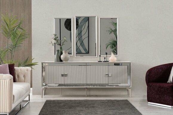 Sideboard sideboard with mirror group chest of drawers wood silver dining room