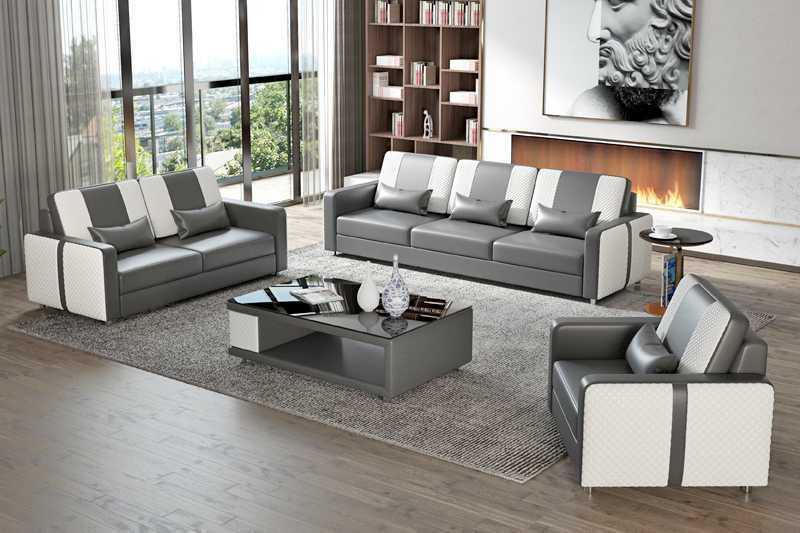 Complete sofa sofa set luxury couch set gray faux leather 321