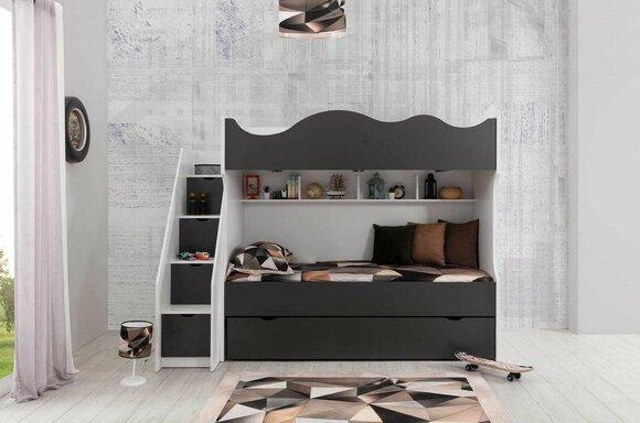 Bunk bed bed children\'s bed children\'s furniture gray set modern children