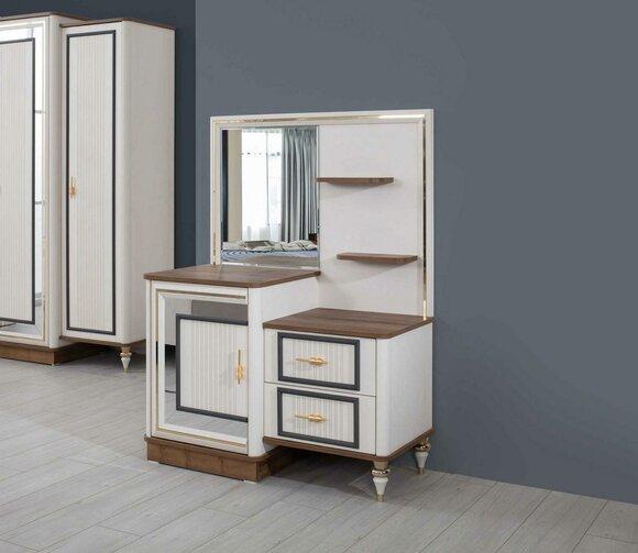Dressing table set with mirror wooden bedroom beige console set
