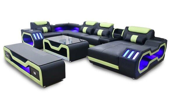 Corner sofa U-shape black living area couch upholstery corner set sofa