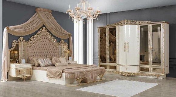 Bedroom set bed 2x bedside tables wardrobe luxury 4 pieces
