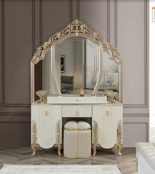 Bedroom set luxury dressing table with mirror stool design 2-piece