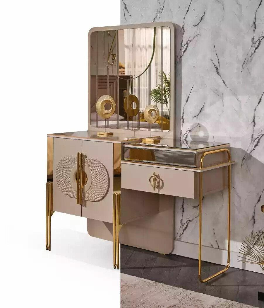 Beige Dressing Table Wooden Console Table Bedroom Furniture Dressing Table