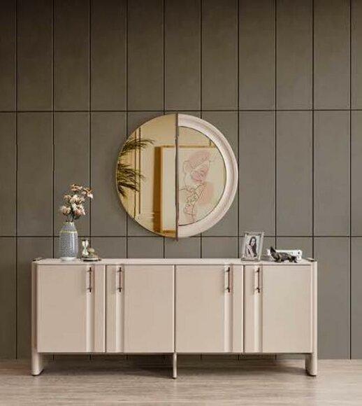 Dining room luxurious sideboard stylish glass mirror 2-piece set
