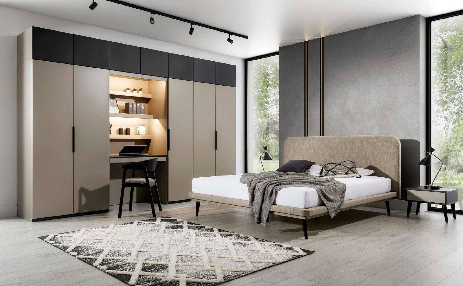 Wardrobe Gray Elegant Wooden Bedroom Design Modern Furniture Luxury New