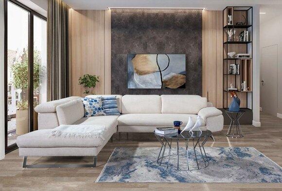 White Corner Upholstered Sofa L Shape Sofas Living Room Modern Living Landscapes