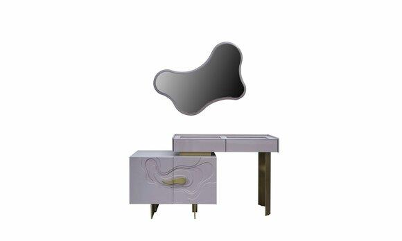 Dressing Table Console Set Dresser with Mirror Bedroom Pink Wood