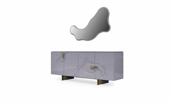 Sideboard set with mirror cabinet wood pink dining room