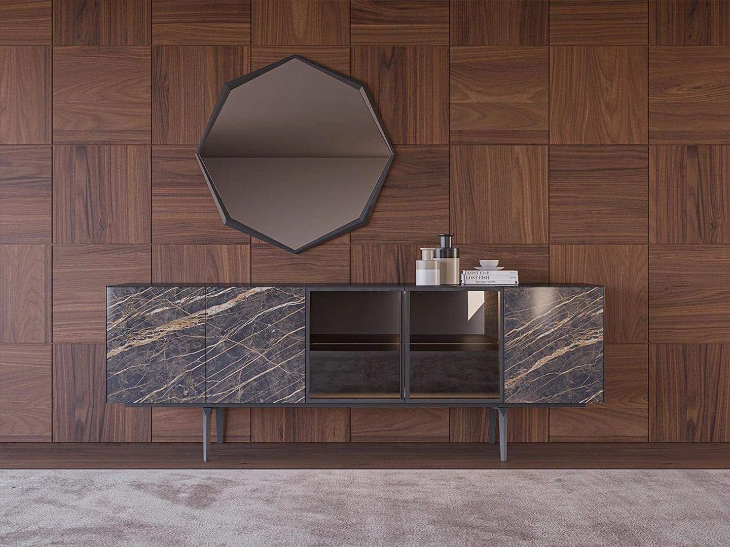 Sideboard with mirror luxury furnishings dining room complete set modern furniture