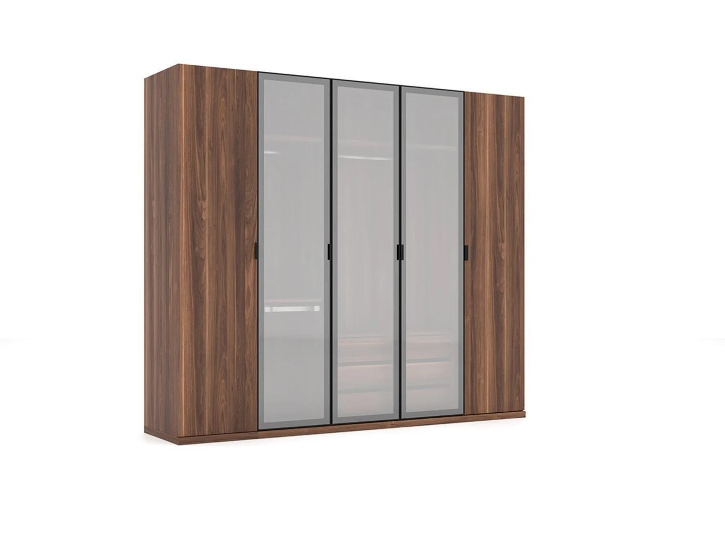 Wooden Brown Wardrobe Bedroom Modern Design Furniture Cabinet