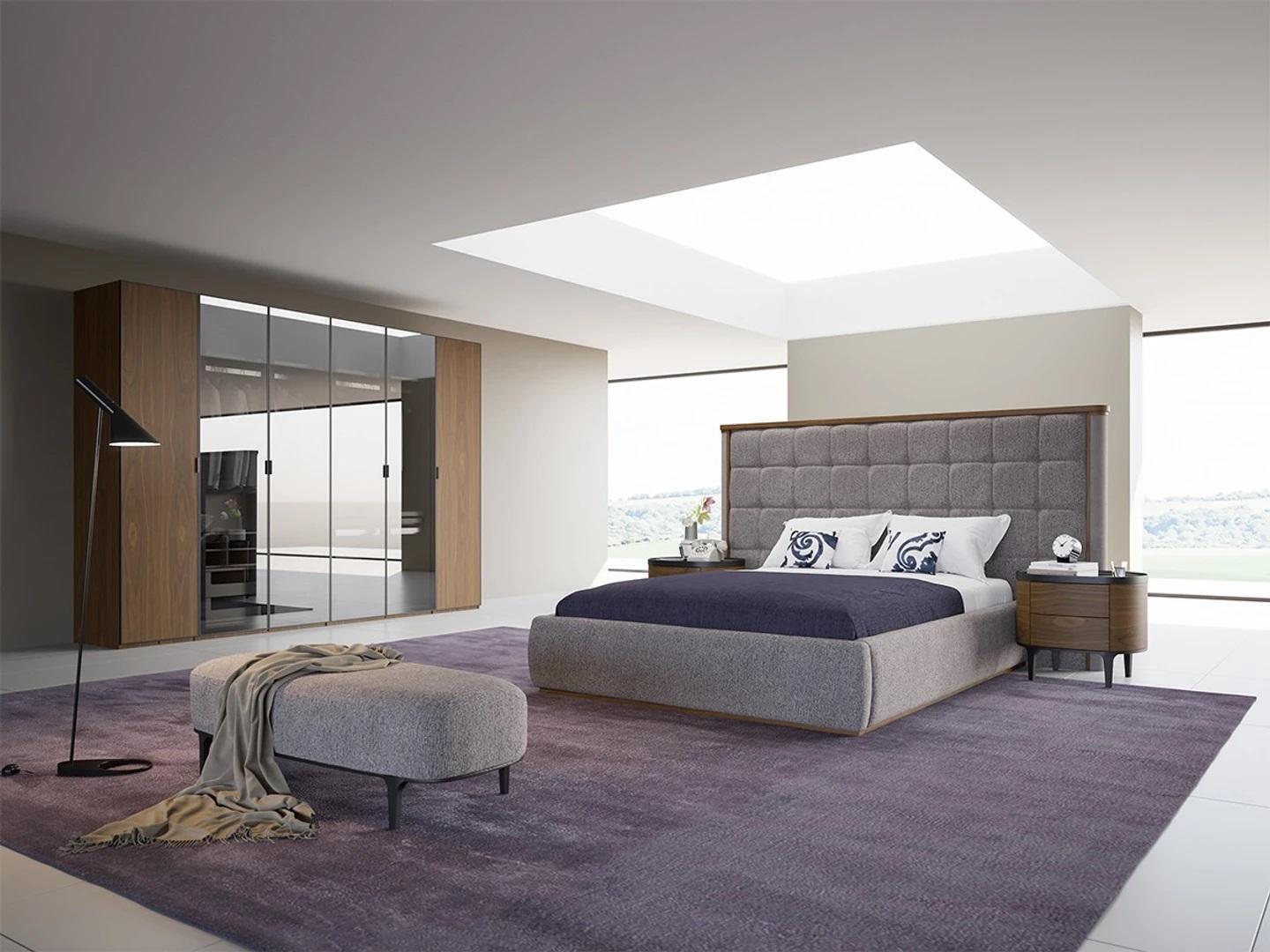 Bedroom luxury set 4-piece bed 2x bedside tables design bench modern furniture