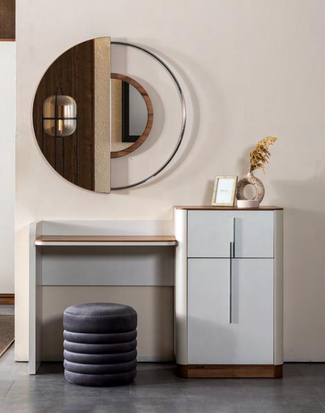 Modern White Design Dressing Table with Mirror Luxury Bedroom Furniture 2pcs New