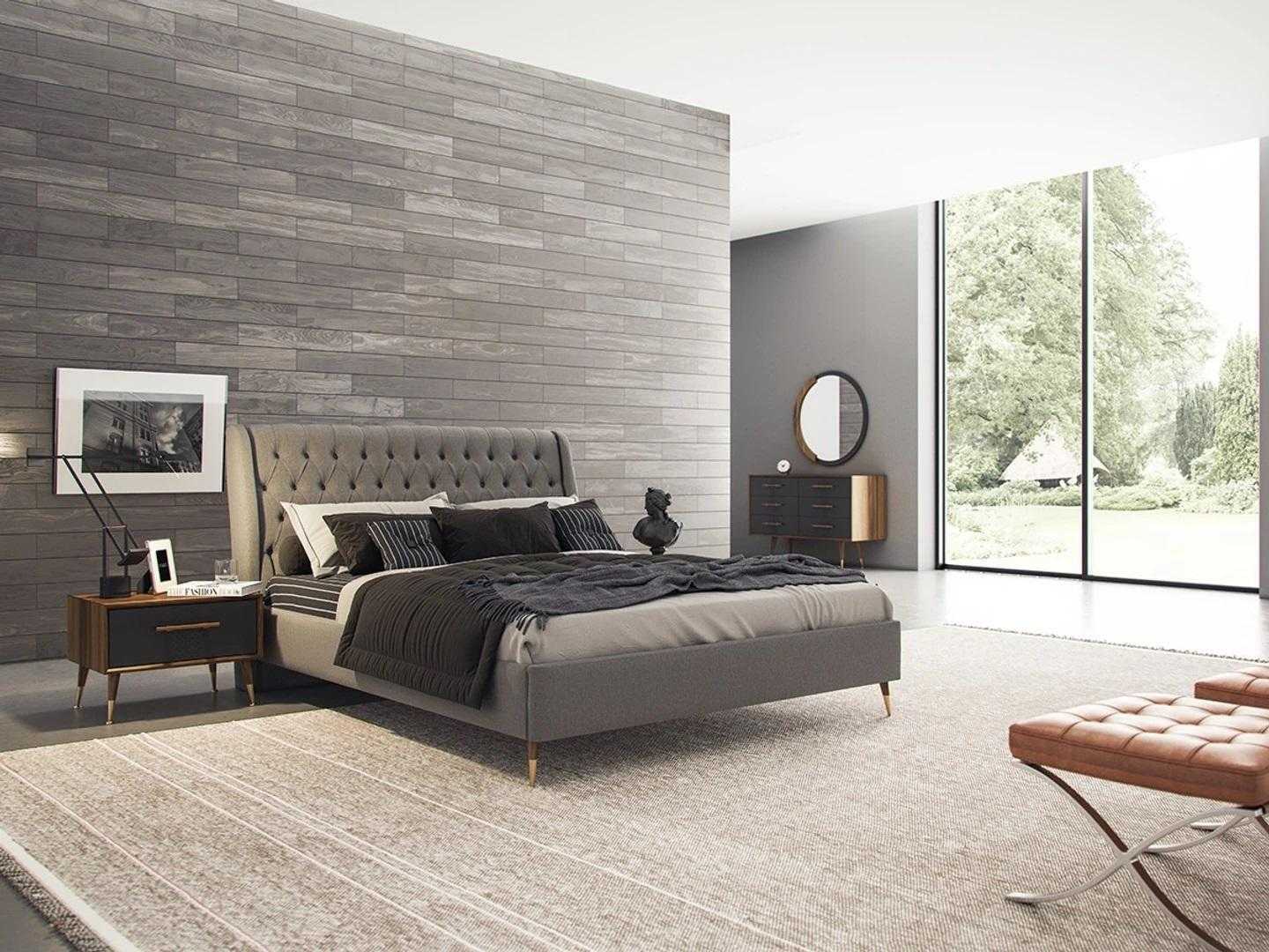 Design bedroom complete 5-piece bed 2x bedside tables chest of drawers with mirror