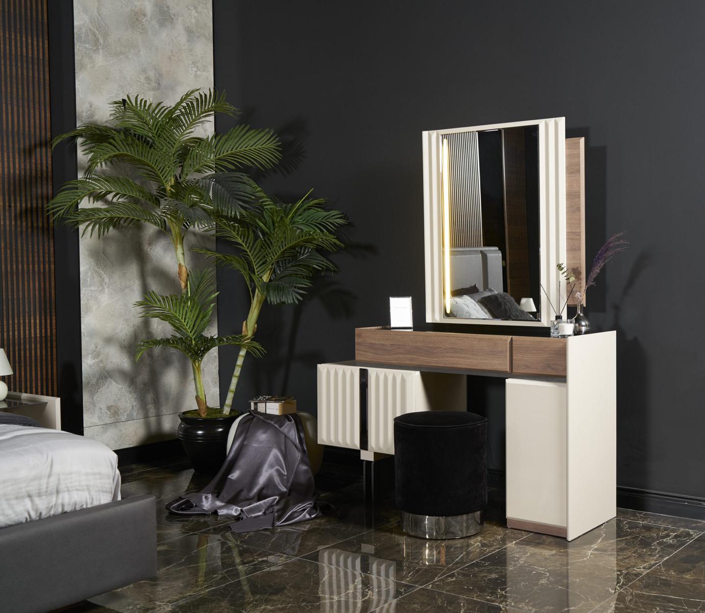 Modern Design White Dressing Table with Mirror Luxury Bedroom Furniture 2pcs New