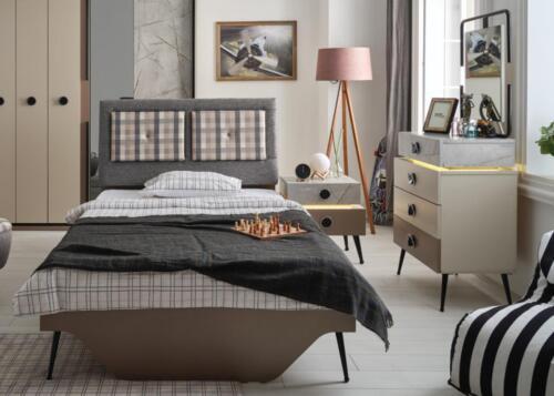 Bedroom multicoloured complete bed bedside table chest of drawers mirror new